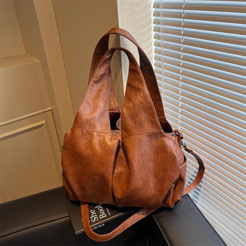 Prosta torebka damska na ramię w jednolitym kolorze, torebka o dużej pojemności, torba tote z miękkiej skóry PU, damska torebka codzienna, nowy styl