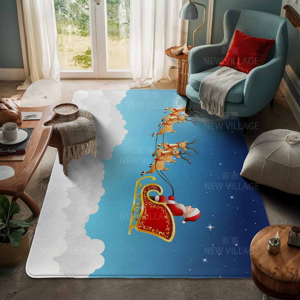 House Entrance Carpet Home Door Mat Living Room Bath Foot Bathroom Non-slip Water Absorption Rugs Bath Merry Christmas Winter