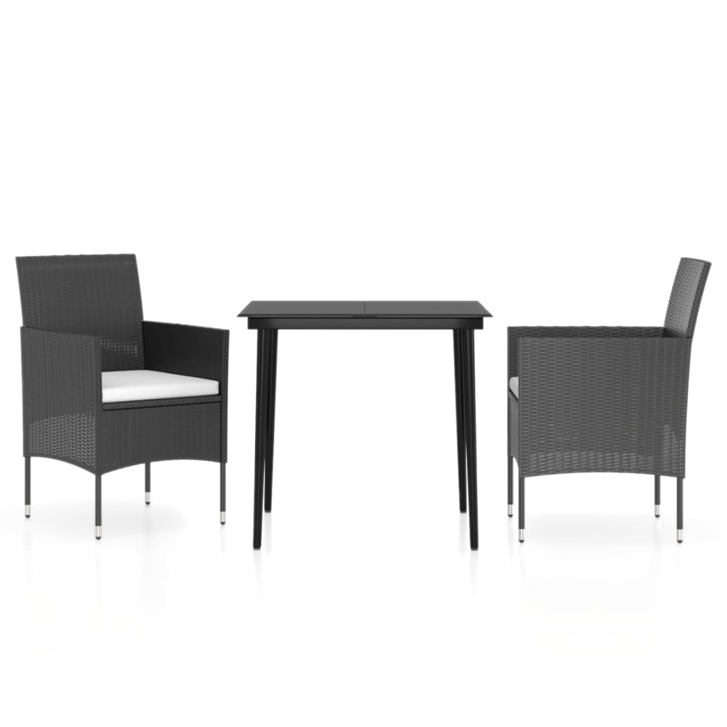 3 Piece Outdoor Dining Set with Cushions Black