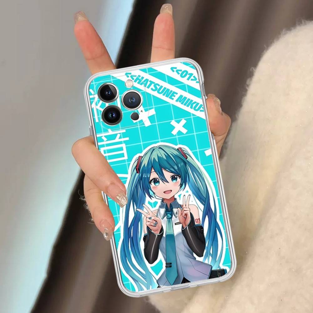 Hatsun M-MikuES Anime Für IPhone 11 12 13 14 15 16 17 Pro Max Plus 13 Mini Silikon Weich Transparent Rückseite