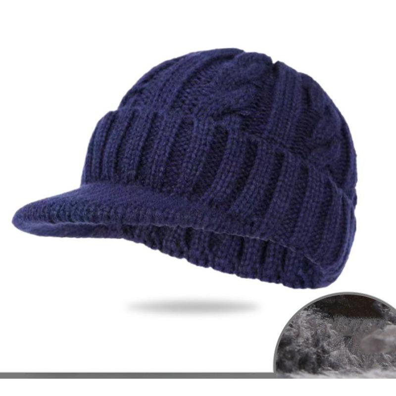 Men's Knitted Hat with Warmth and Thick Velvet Ear Protection and Woolen Hat