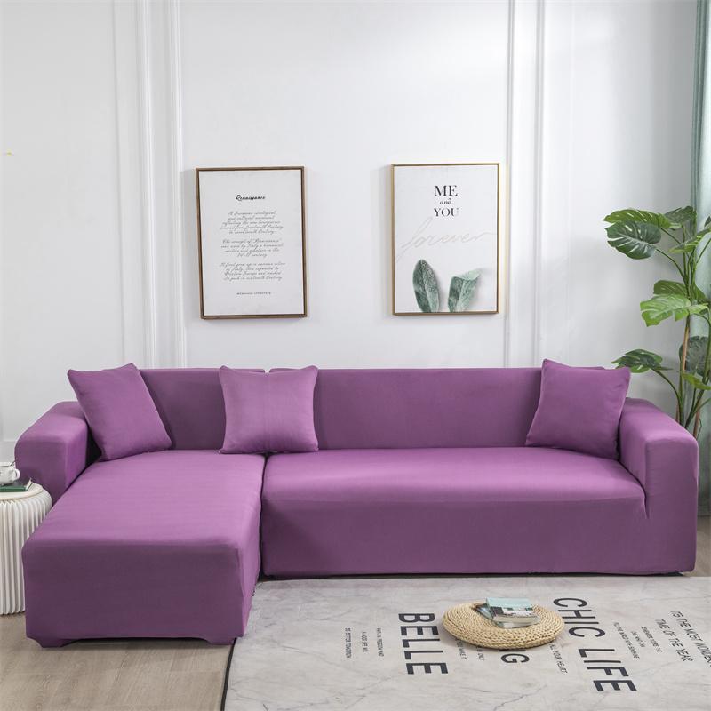 Solid Color Sofa Covers for Living Room Elastic Corner Couch Cover L Shaped Chaise Longue Slipcovers Chair Protector Home Decor