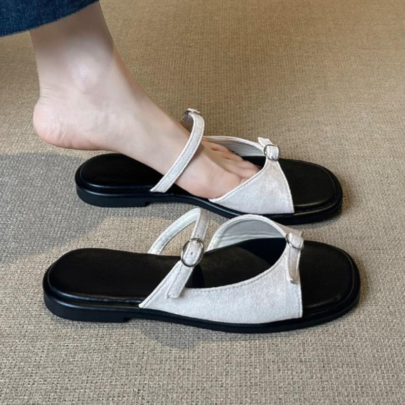 Low Heel Cool Drag Women's Round Head Open Toe Bow Soft Bottom Non-Slip Wear-Resistant Flip Flops