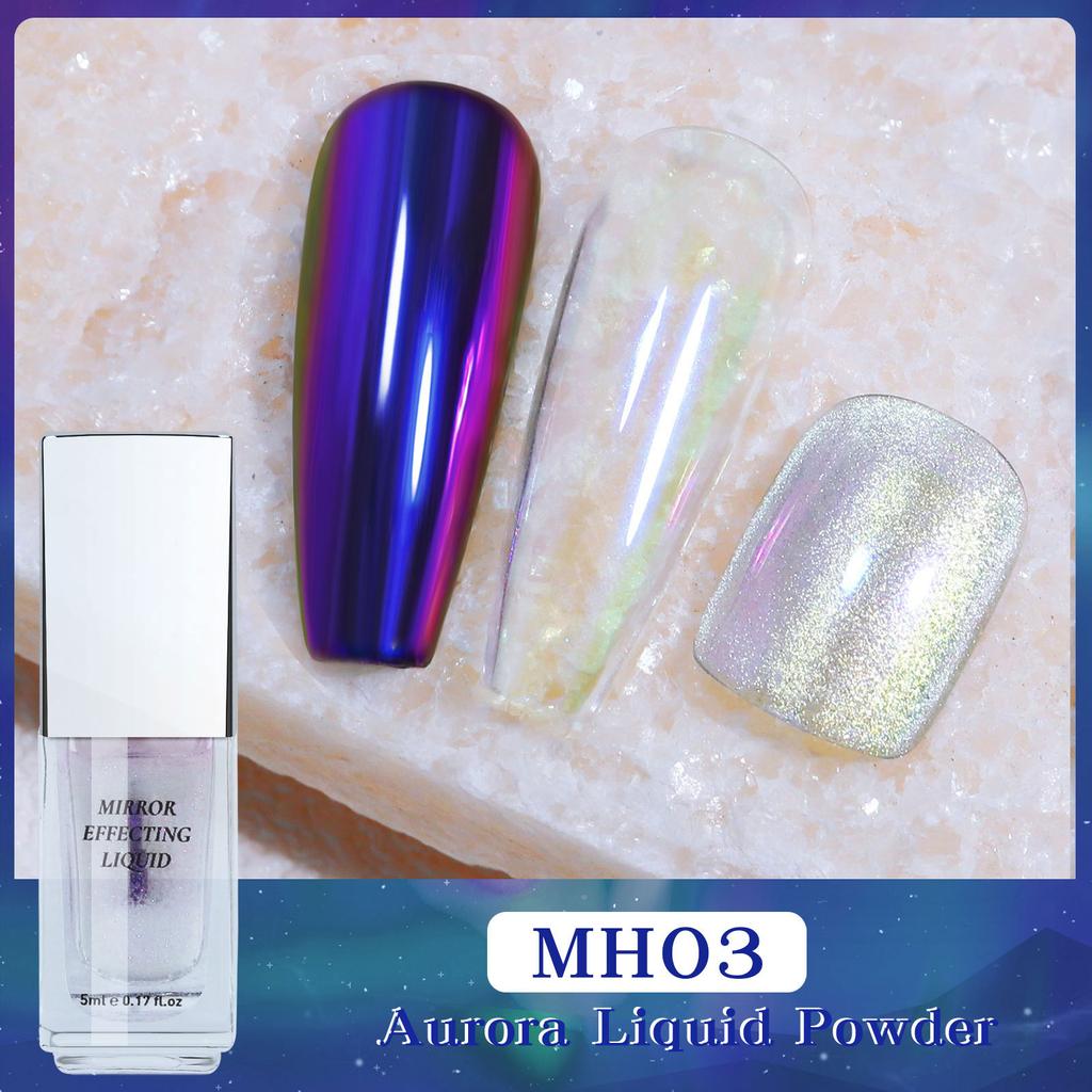 5ml Magic Chrome Liquid No Dust Aurora Powder Chrome Metallic Mirror Effect Nail Gel Polish Lacquer Paint Semi Permanent