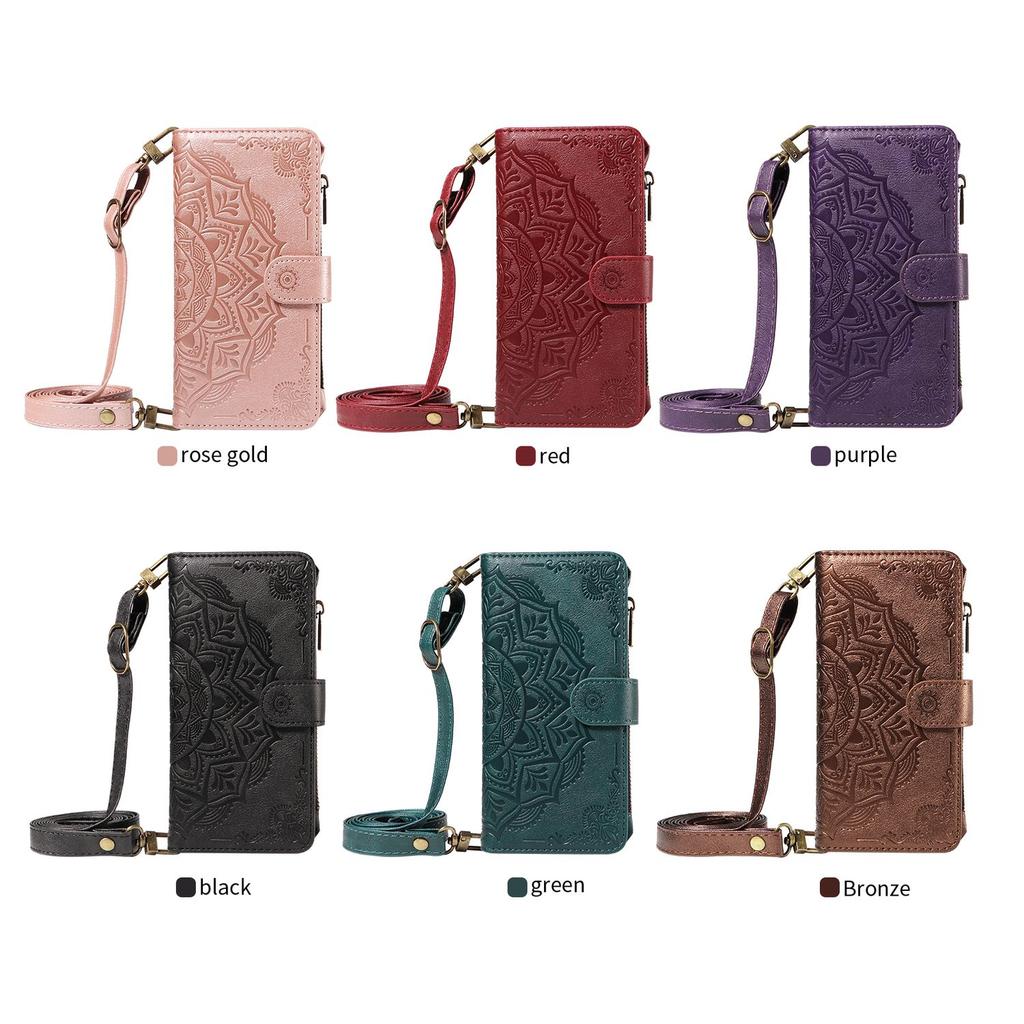Portfel z wytłaczanej skóry Mandala Etui z klapką Do Samsung Galaxy A57 A37 A56 A36 A26 A55 A35 A54 A34 A25 A24 A23 4G 5G