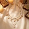 3 Stück Elegante Imitation Perlen Choker Halsketten für Damen Mehrschichtig Ozean Seestern Muscheln Anhänger Halsketten Party Schmuck