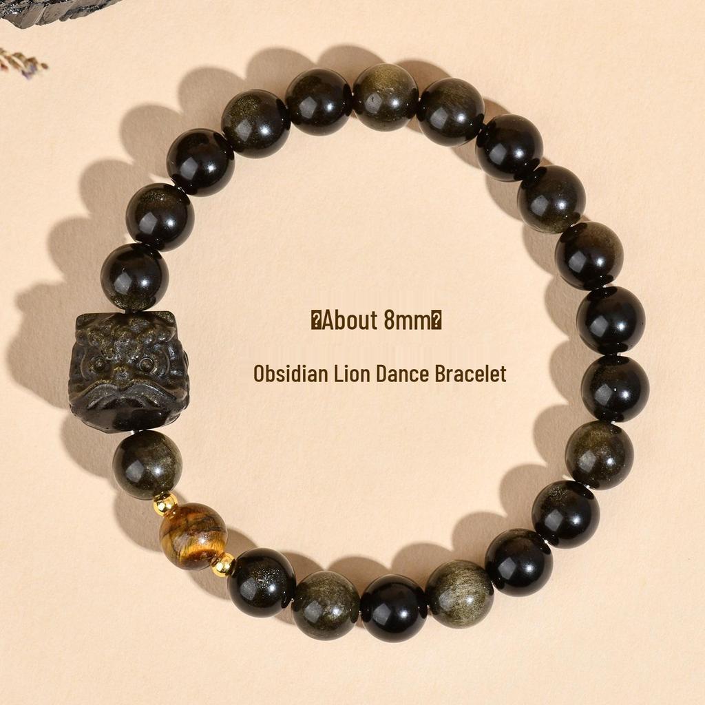 Obsidian Lion Dance Single-Loop Bracelet: Trendy Unisex Bestseller