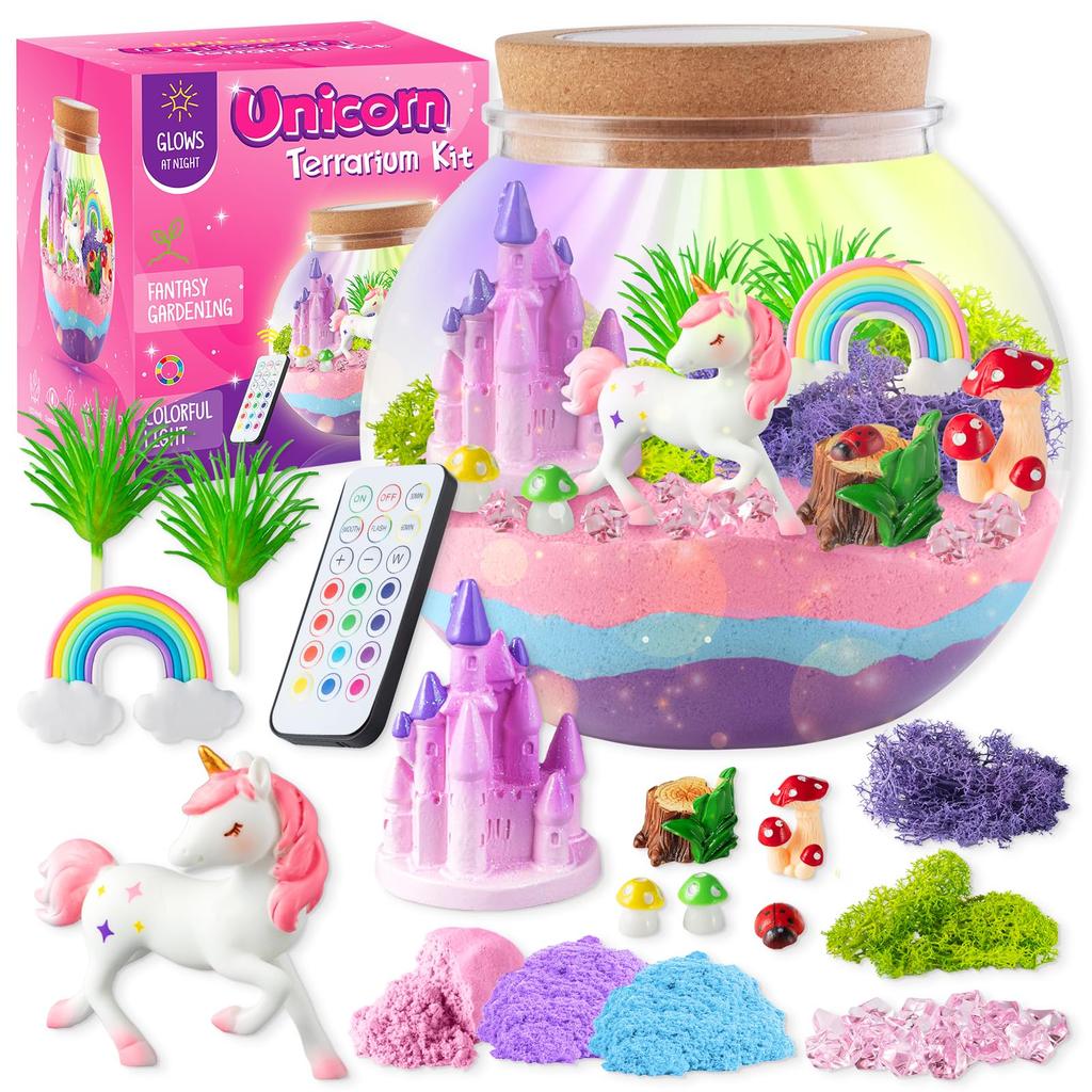 Light Up Terrarium Kit Terrarium Craft Kit with Remote Control Creative Educational Toy Multi-Function DIY for Kids Ages 5-12