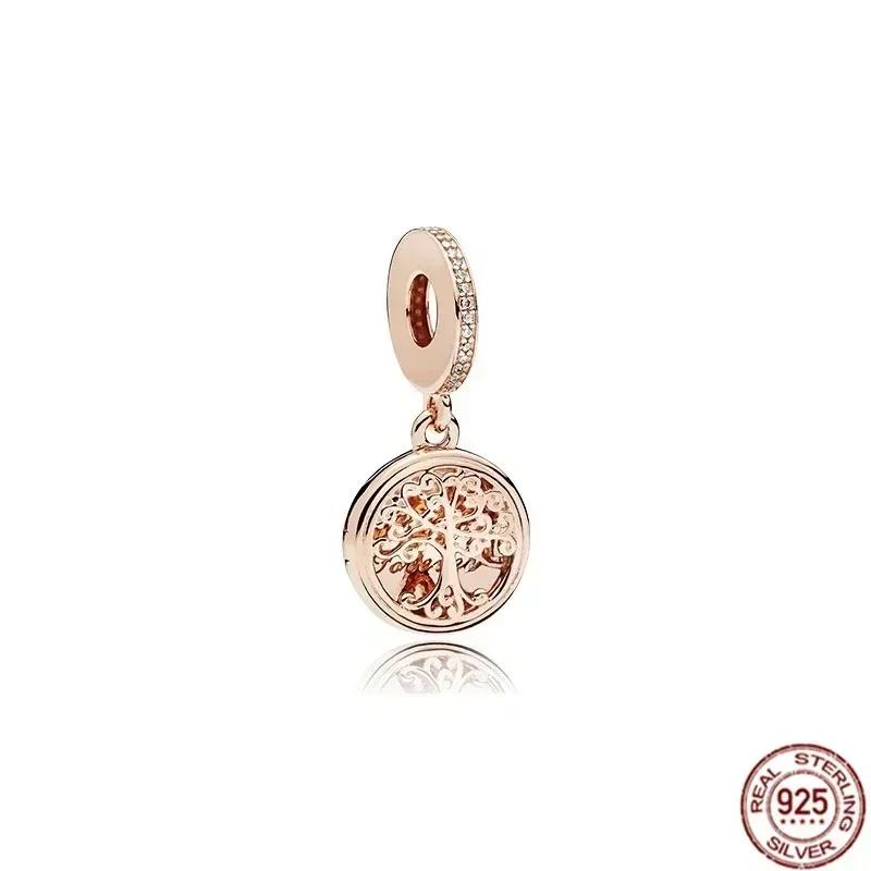 Fine Jewelry Rose Gold Family Tree Animal Mother Flower Original Copper Beads Charms For Necklace Diy Bracelet Women Gift