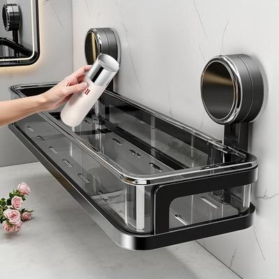 Bathroom Wall-Mounted Shelf & Organizer with No-Drill Suction Cup