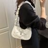 Sweet Korean Style Floral Jacquard Underarm Bag Women's Fashion Bow Heart Shoulder Bag with Ruffled Strap