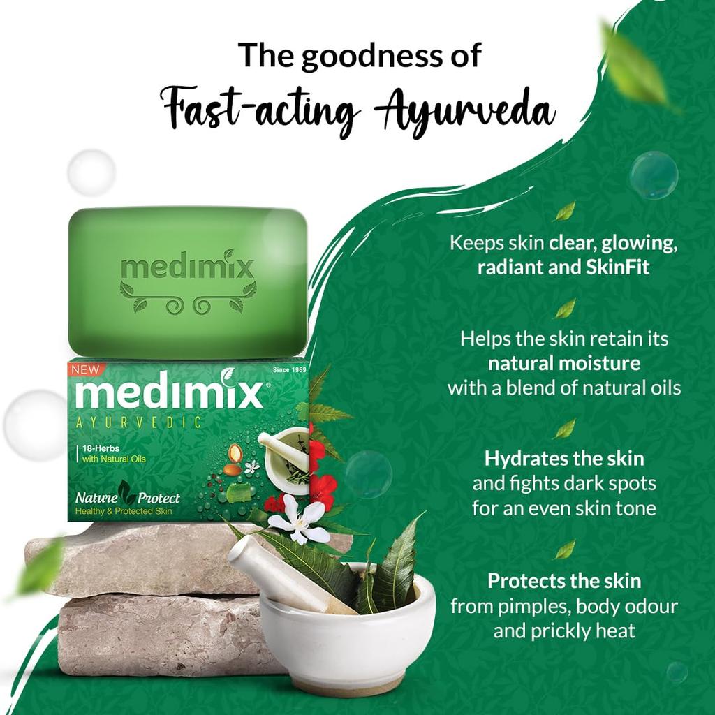 Medimix Ayurvedic Classic 18 Herbs Soap 125g X 8 Soap | Gentle Cleansing Bar For Healthy Skin Protection & Natural Daily Bathing Ritual