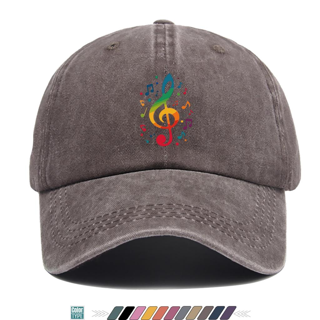 Pc Rainbow Treble Clef Print Baseball Cap Trucker Hat Comfortable and Breathable Stylish and Beautiful Cartoon Game Black C