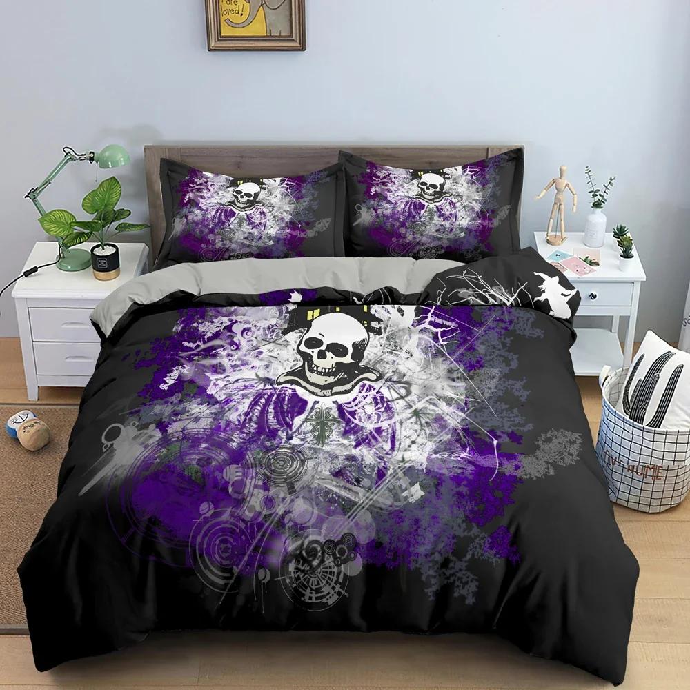 3D Sugar Flowers Skull Terror Comfortable Duvet Quilt Cover Pillowcase Bedding Set Children Bedroom Decoration Home Textile