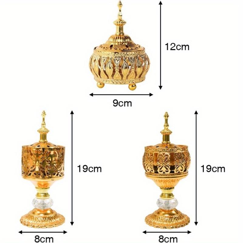 Exquisite Arabic Style Hollow Tower Incense Burner  Crafted From Golden Metal for Bakhoor Ideal for Home and Hotel Ornament