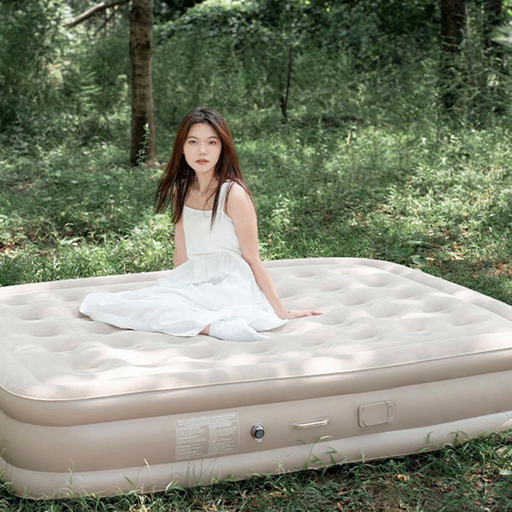 Interior Air Mattress Mats Flocking Inflatable Sleeping Mattress Luxury 2 Person Camping Bed Mat Built-in Pump Thicken Mat Home