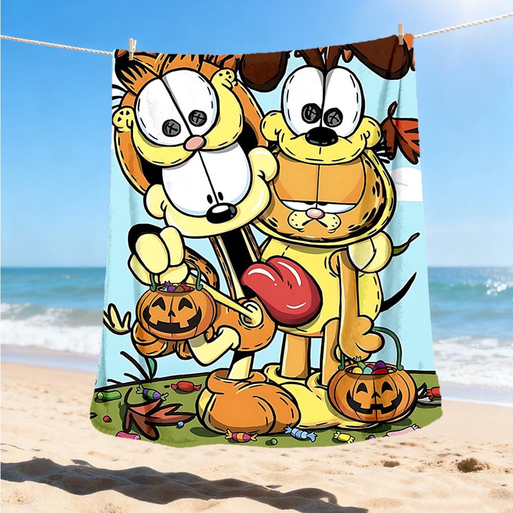 1pc Garfield Outdoor Flannel Blanket, Lightweight Warm Cozy for Travel Camping Office Soft Polyester Fabric