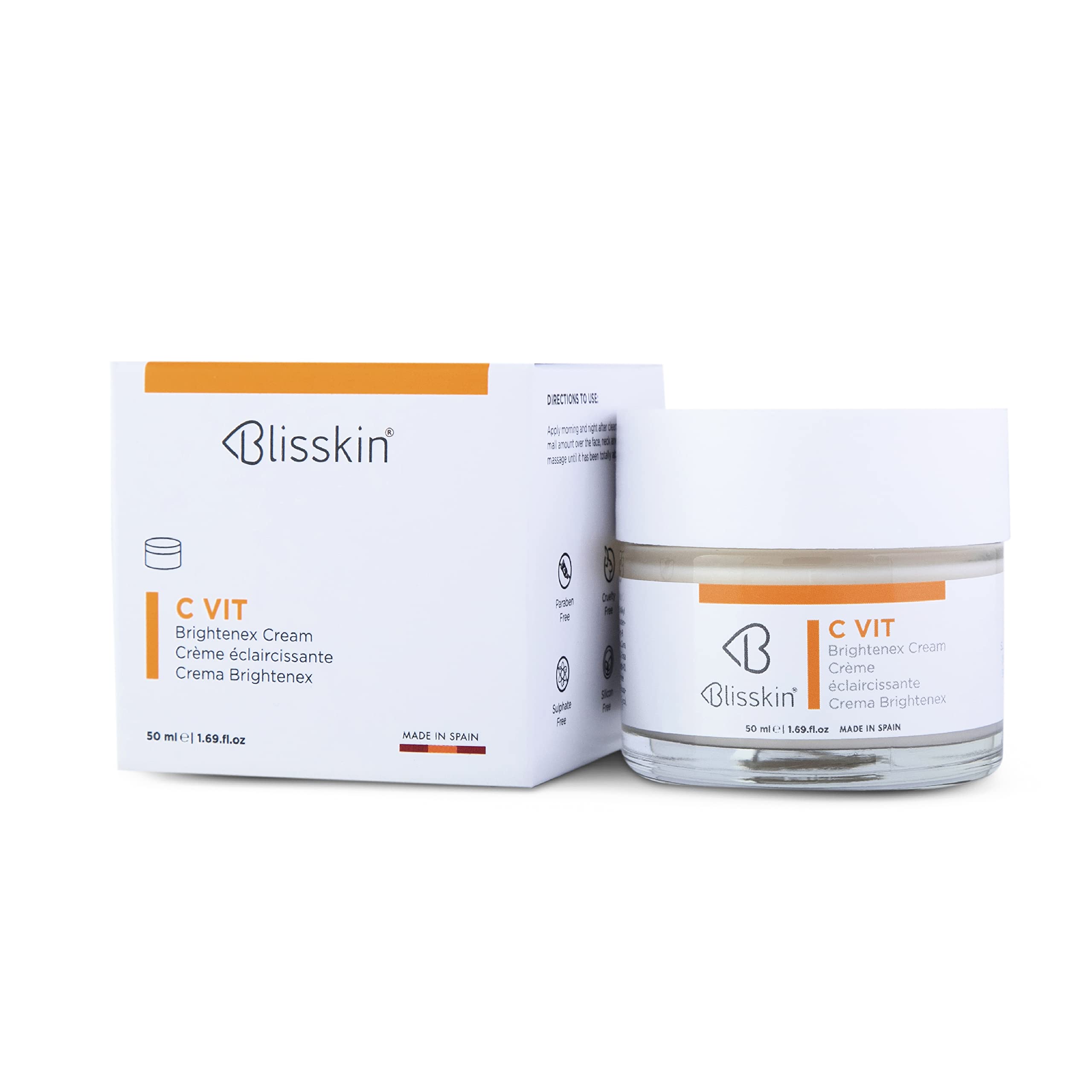 Blisskin C VIT Brightenex Cream For Brightening & Depigmentant, With Stable Vitamin C & Retinol Palmitate, Sulphate & Paraben Free, For All Skin Ty