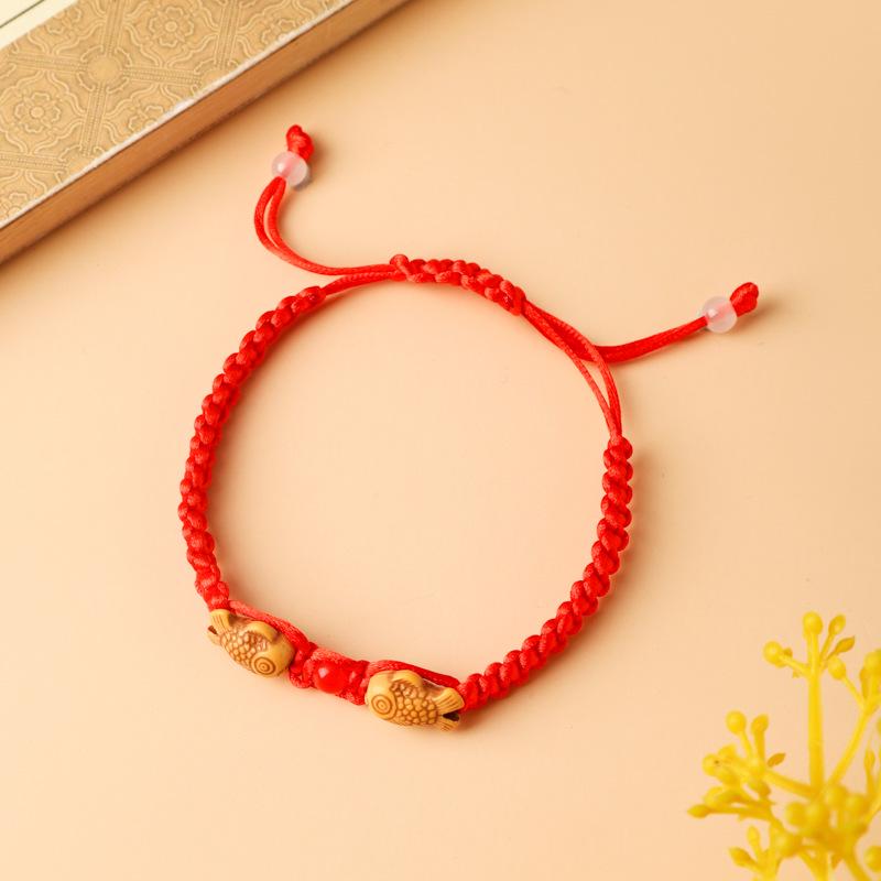 

Handmade Cartoon Red Rope Bracelet: Dragon Boat Festival Five-Color Benming Style for Adults and Children
