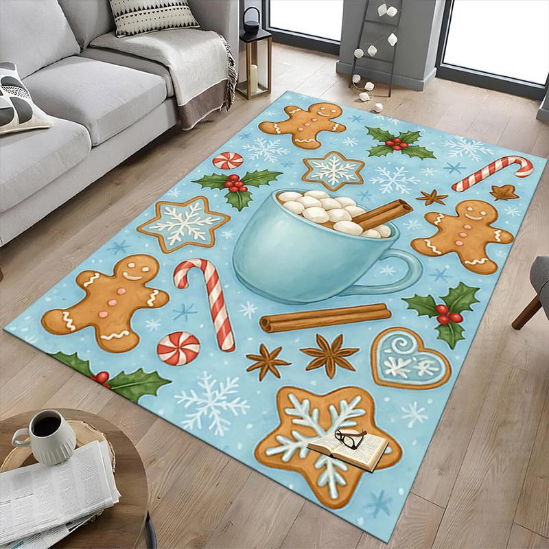 1PC Christmas, cookies Extra Large Non Slip Floor carpet, Office, family, bedroom, Studio Large Area Rug Indoor Rugs, Vibrant Colors
