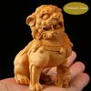 Wood Carving Chinese Forbidden City Lion Statuette , Chinese Characteristics God Beast Animal  Home Room Office Feng Shui Statue