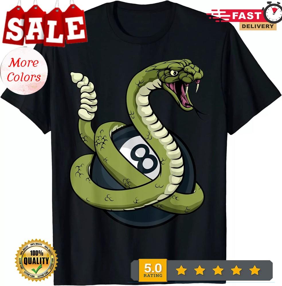 2025/NEW LIMITED Snake Pool 8 Ball Billiards Best Design Great Gift Tee T-Shirt Unisex T-Shirt L