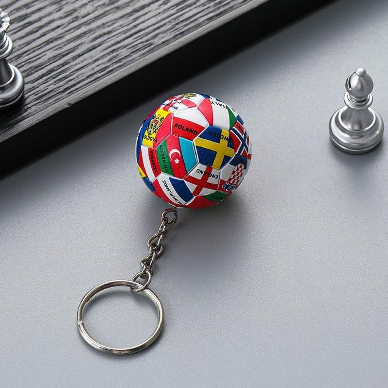 Chains Club Fans Gifts Football Key Chain World Flag Ball Charms Bag Pendant Country Soccer Keyring