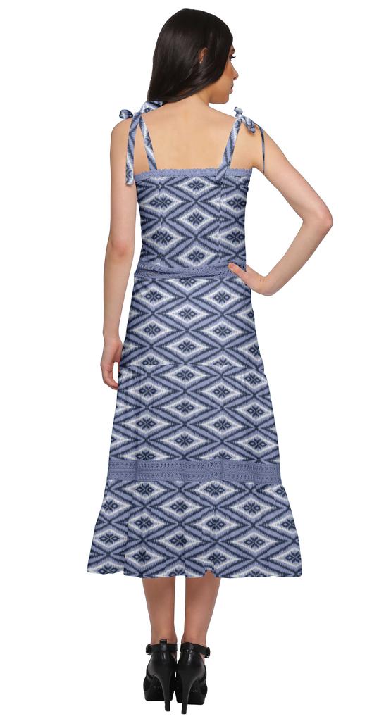 Moomaya Printed Adjustable Shoulder Strap Women Casual Sleeveless Long Dress