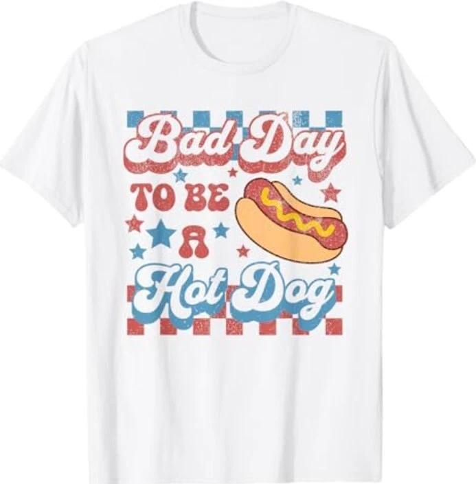 Bad Day To Be A Hot Dog Funny BBQ Grilling 4th Of July T-Shirt M