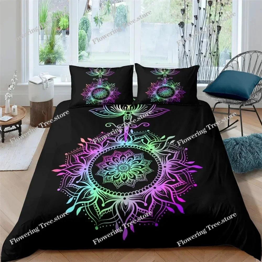 Bohemian Lotus Bedding Set Mandala Duvet Cover Bedroom Comforter Covers Single Twin King Size Quilt Cover Home Textile