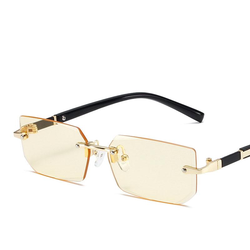 Trendy sluneční brýle bez obrouček pro muže Dámské Módní Bezrámové obdélníkové sluneční brýle Retro stínítka Letní cestovní brýle UV400