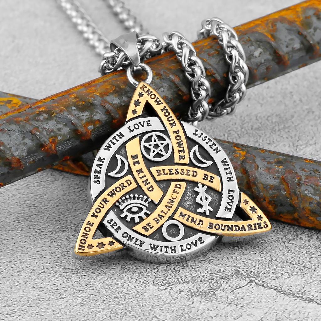 Viking Celtic Knot Pendant Necklace Stainless Steel Men Chain Odin Protection Amulet Gothic Jewelry Gift