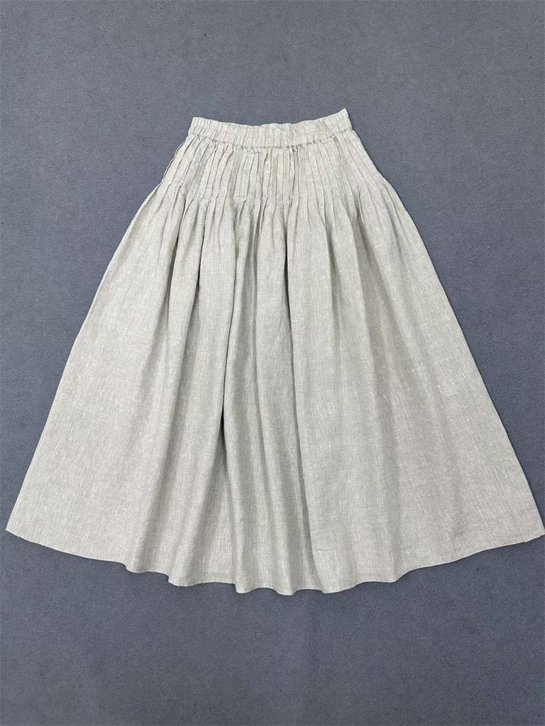 Johnature Japanese Pressed Drawstring Skirts Spring Summer Casual Versatile All Match Women Skirts