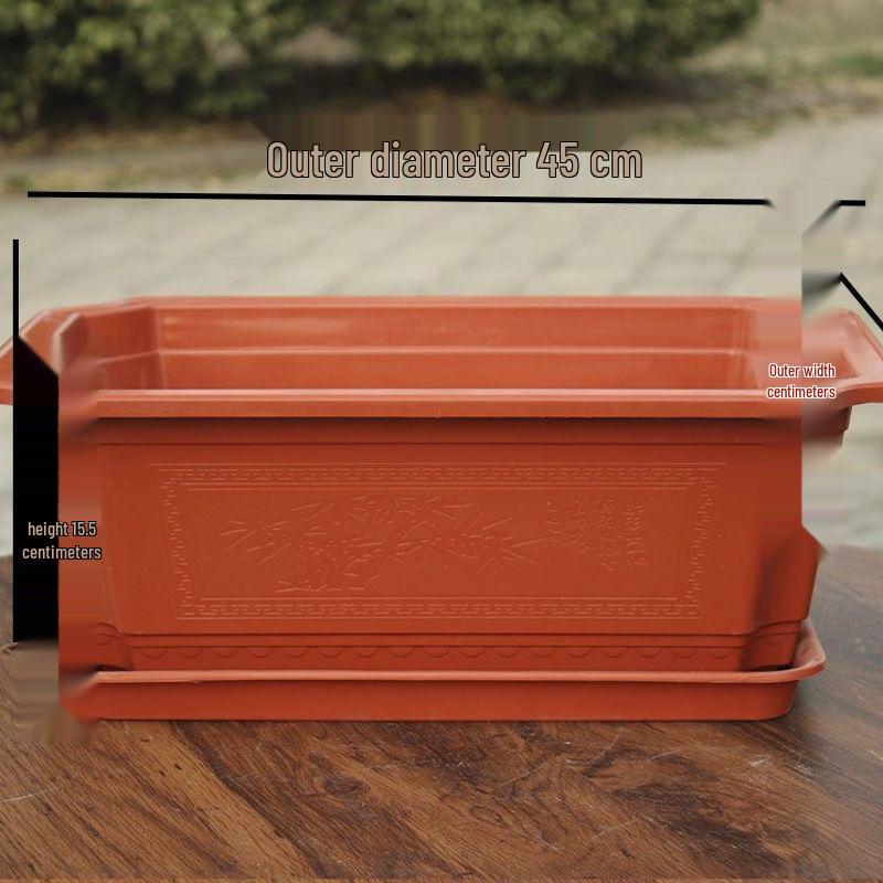 Large Rectangular Plastic Flower and Vegetable Planting Pot | Bonsai and Ficus Planter with Base