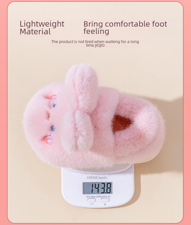 Winterwarme rutschfeste Baumwollpantoffeln für Kinder - Niedliches Hasendesign, Plus Samt, Geeignet für Jungen und Mädchen