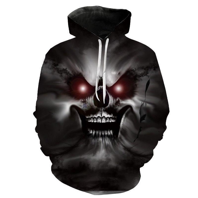 Autumn 3D Skull Printed Hoodies Fashionable Casual Sports Long Sleeved Men's Hooded Sweatshirts