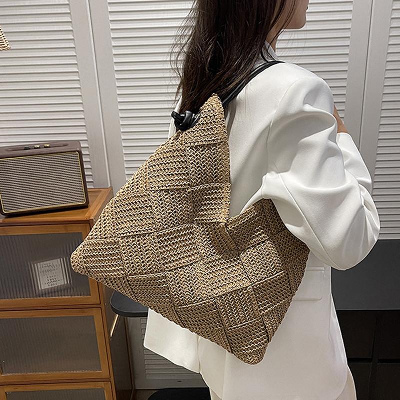 Women's Shoulder Bags Casual Wicker Woven Ladies Handmade Totes Large Capacity Summer Beach Female's Shopper Handbag