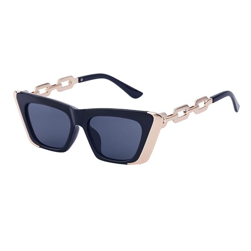 Cat'S Eye Sunglasses Women'S Trendy Personality Metal Chain Small Frame Sunglasses Women'S Glasses