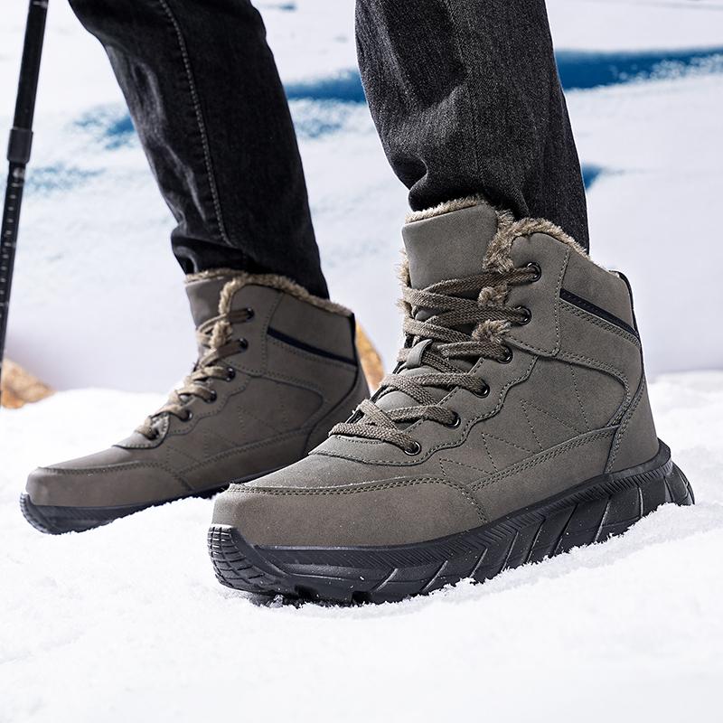 Men's Sneakers Outdoors Plush Warm Winter Waterproof Shoes Non Slip Hiking Ankle Boots Winter Shoes for Men Work