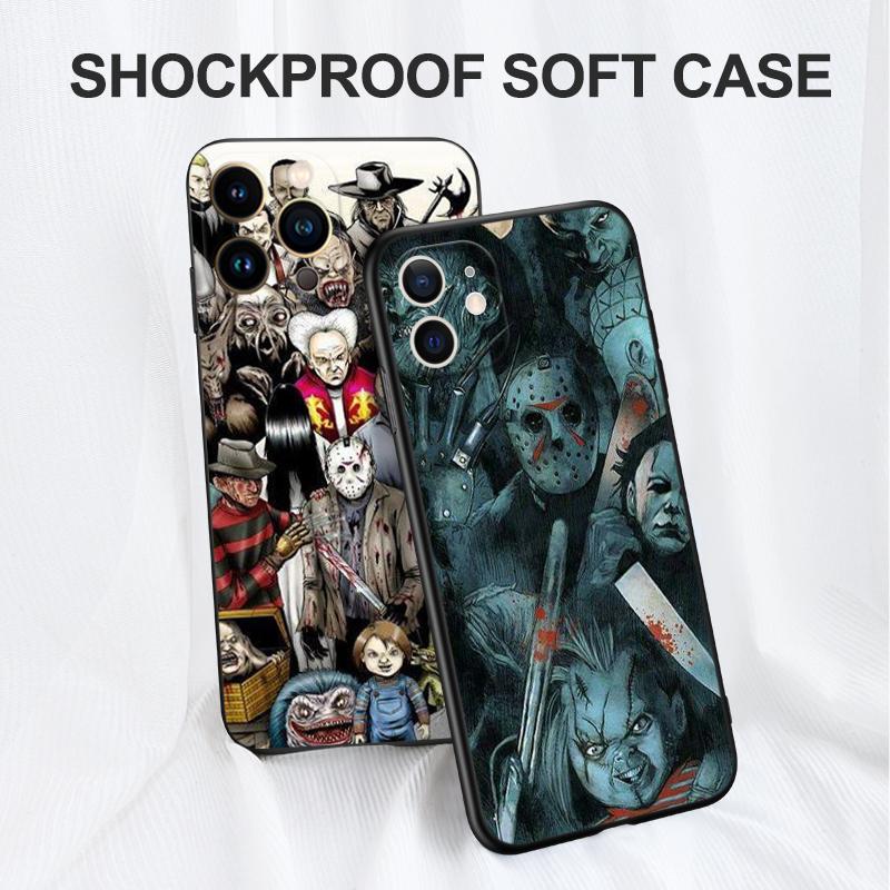 Capa preta de tpu para iphone 5 5s se 2020 6 6s 7 8 plus x 10 XR XS 11 12 13 mini pro MAX capa traseira Horror Movie