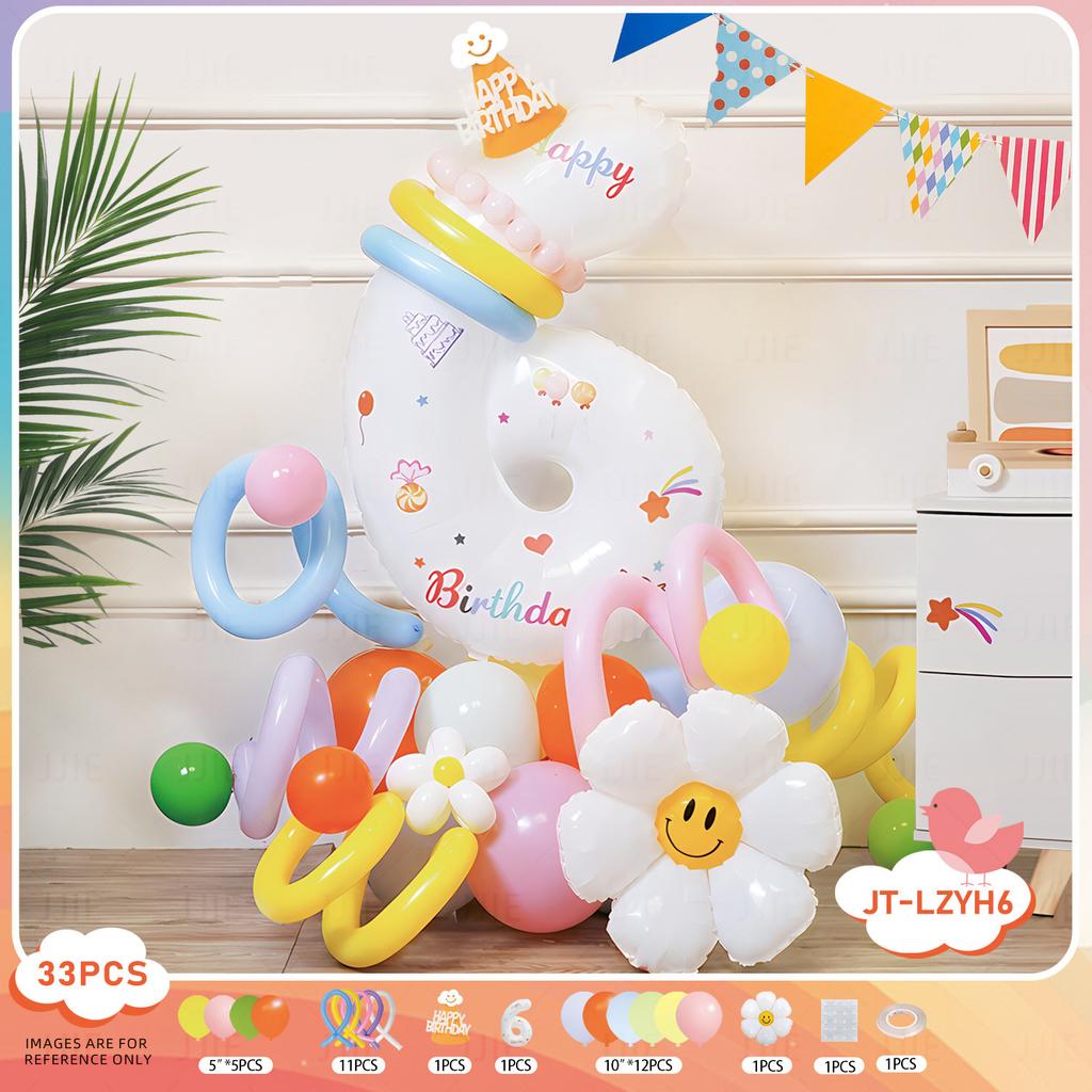 Digital Column Set New Korean Daisy Shaped Aluminum Film Balloon Birthday Party Decoration