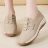 Natural Platform Chunky Casual Sneakers Women's 3cm Comfy Leather Moccasins Fashion Hook Lace-Up Vulcanized Shoes