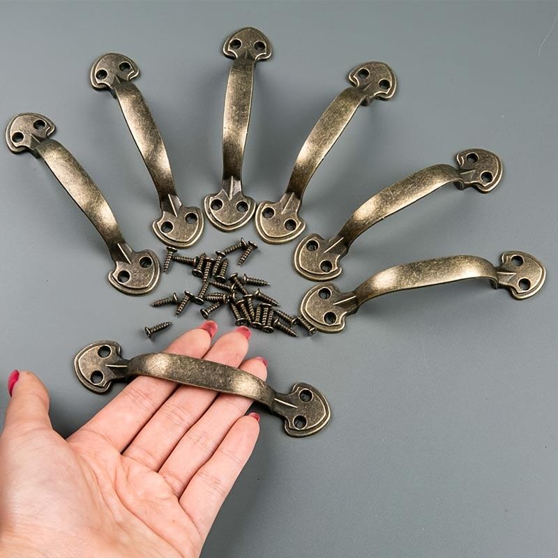 2pcs Bronze-Coloured Handles with 8 Screws Antique-Style Zinc Alloy Drawer Handles For Kitchen Wardrobe Doors Furniture Handles