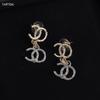 2026 Fashion Double C Luxury Brass Stud Earrings: European & American Style, Versatile, Elegant