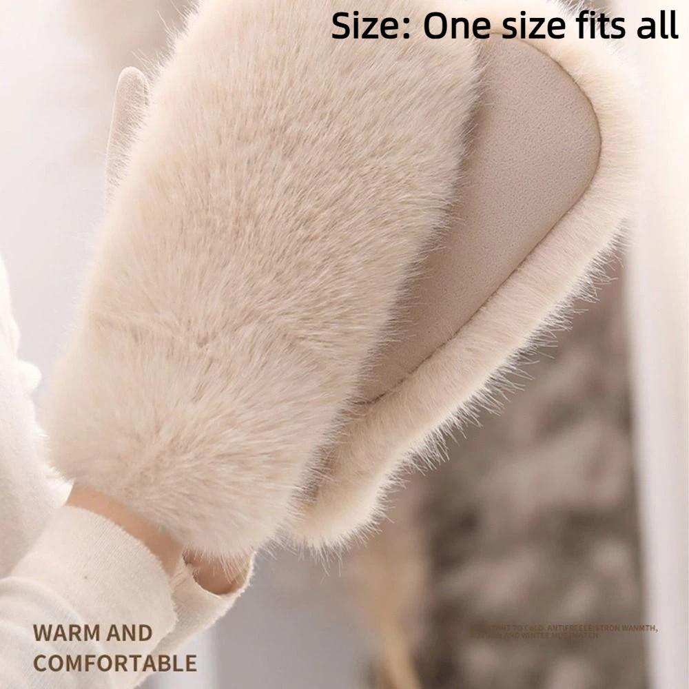Keep Warm Plush Gloves Fleece Lining Faux Fur Mittens Cute Winter Gloves  Winter Season