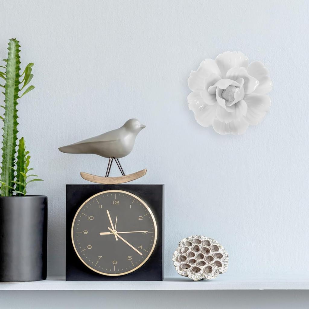HOMSFOU Home Decor 3d Wall Decor Ceramic Wall Decor 3pcs 3D Handcrafted Hanging Flowers Porcelain Peony Wall Art Farmhouse Floral Sculpture for