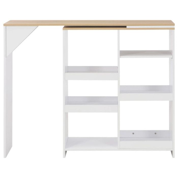 VidaXL Table de bar avec tablette amovible Blanc 138 x 40 x 120 cm