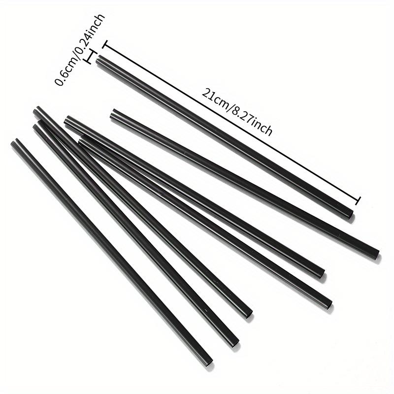 100pcs Thick and Durable Black Straws, Length 8.27 Inches/21cm, Diameter 0.24 Inches/0.6cm, Suitable for Kitchen,Milk, Soda