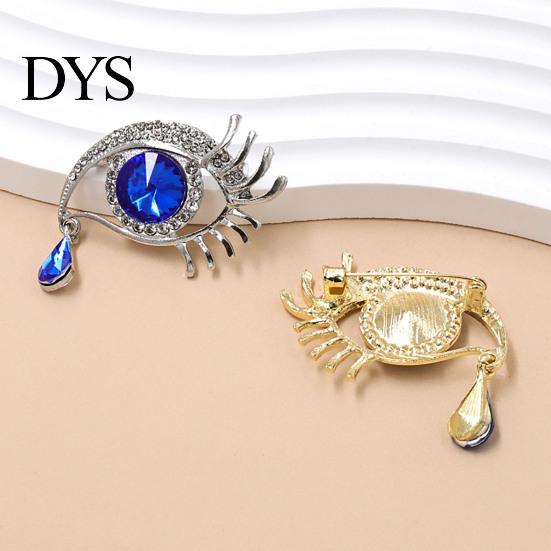 Electroplated Eye Accessory Bling Rhinestone Eyes Brooch Pin, Tear of Angel Lapel Pin Secure Clasp for Women, Sweater Cardigan Coat Suit Decoration