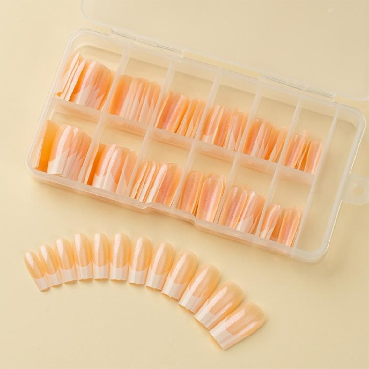 120x/Box Full Cover Stick On Nails French Tip Press On Nails Coffin False Nails Manicures Suppliss